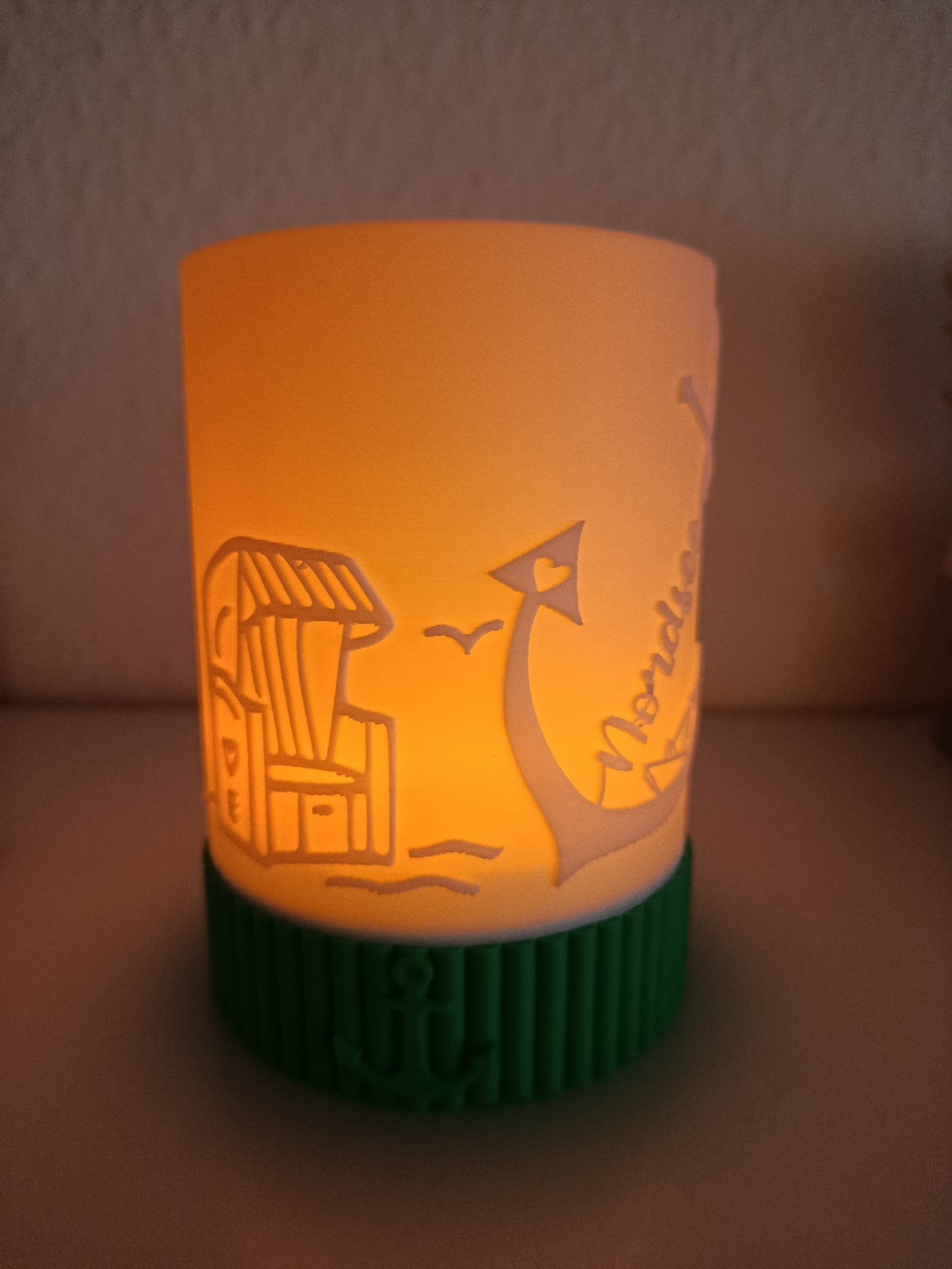 Lithophane LED Windlicht 12 cm – Strandmotiv