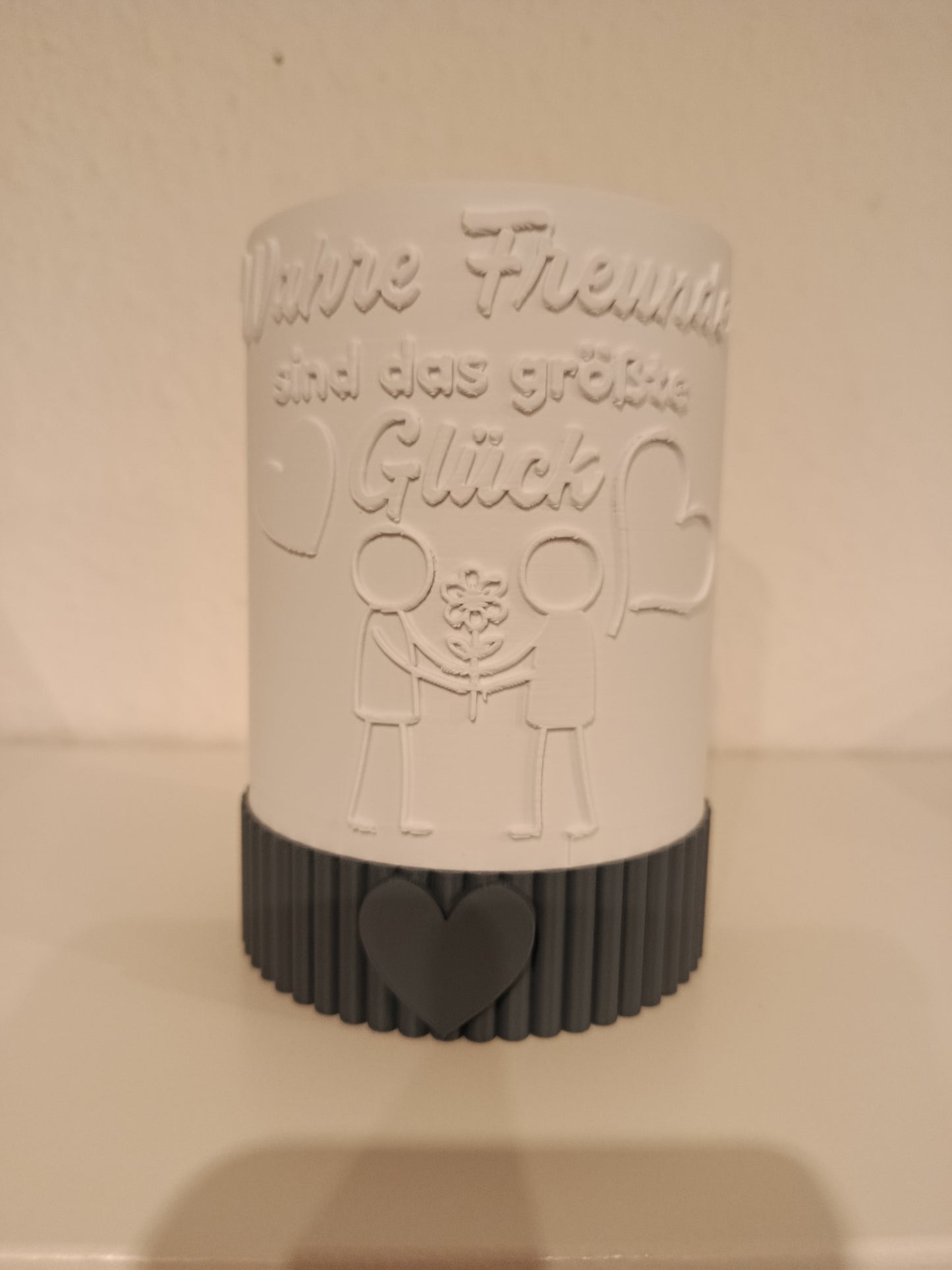 💙 Windlicht „Wahre Freunde sind das größte Glück“ – Personalisiertes 3D-Druck Geschenk