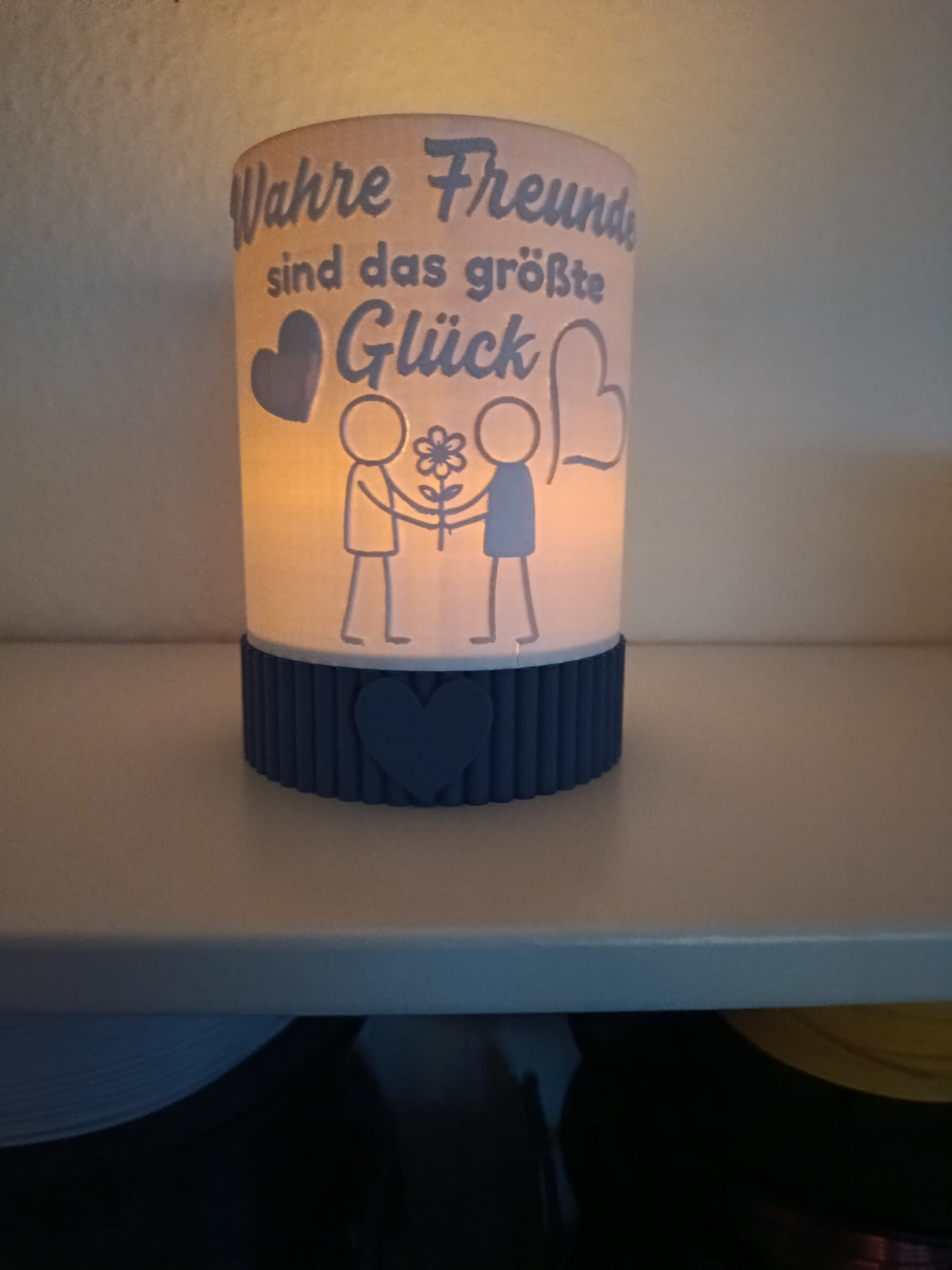 💙 Windlicht „Wahre Freunde sind das größte Glück“ – Personalisiertes 3D-Druck Geschenk